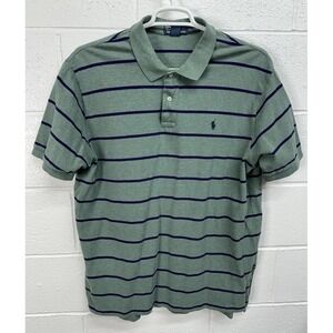 POLO RALPH LAUREN Green Polo Shirt Stripes Short Sleeve Cotton Mens XXL  / RIP